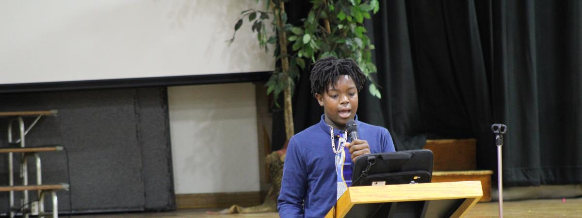 student speaking