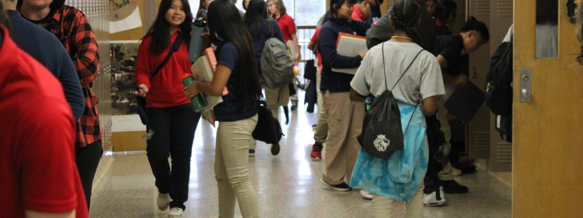 students in hall