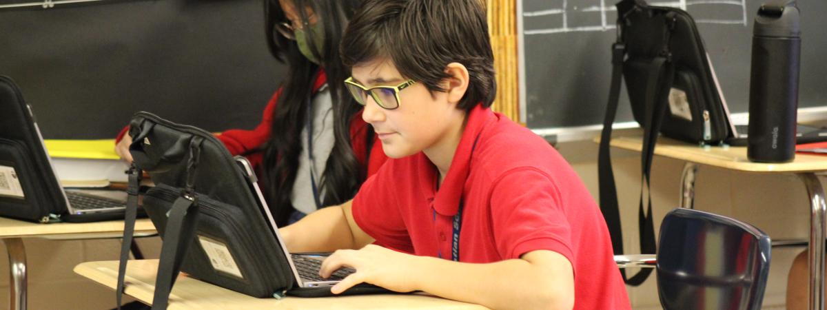 students on laptops