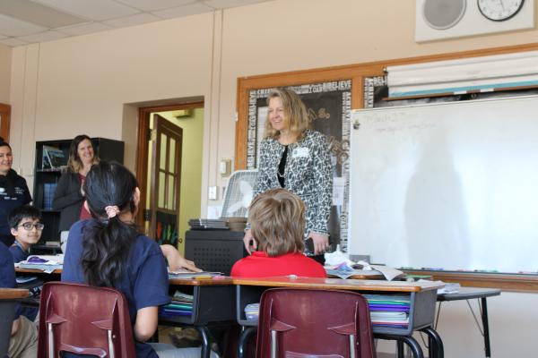 Visiting with SCS students